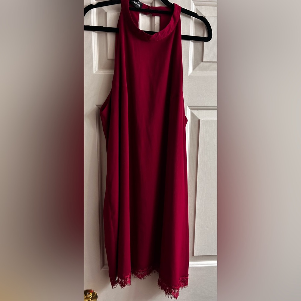 Red Sleeveless/ high neck  Dress